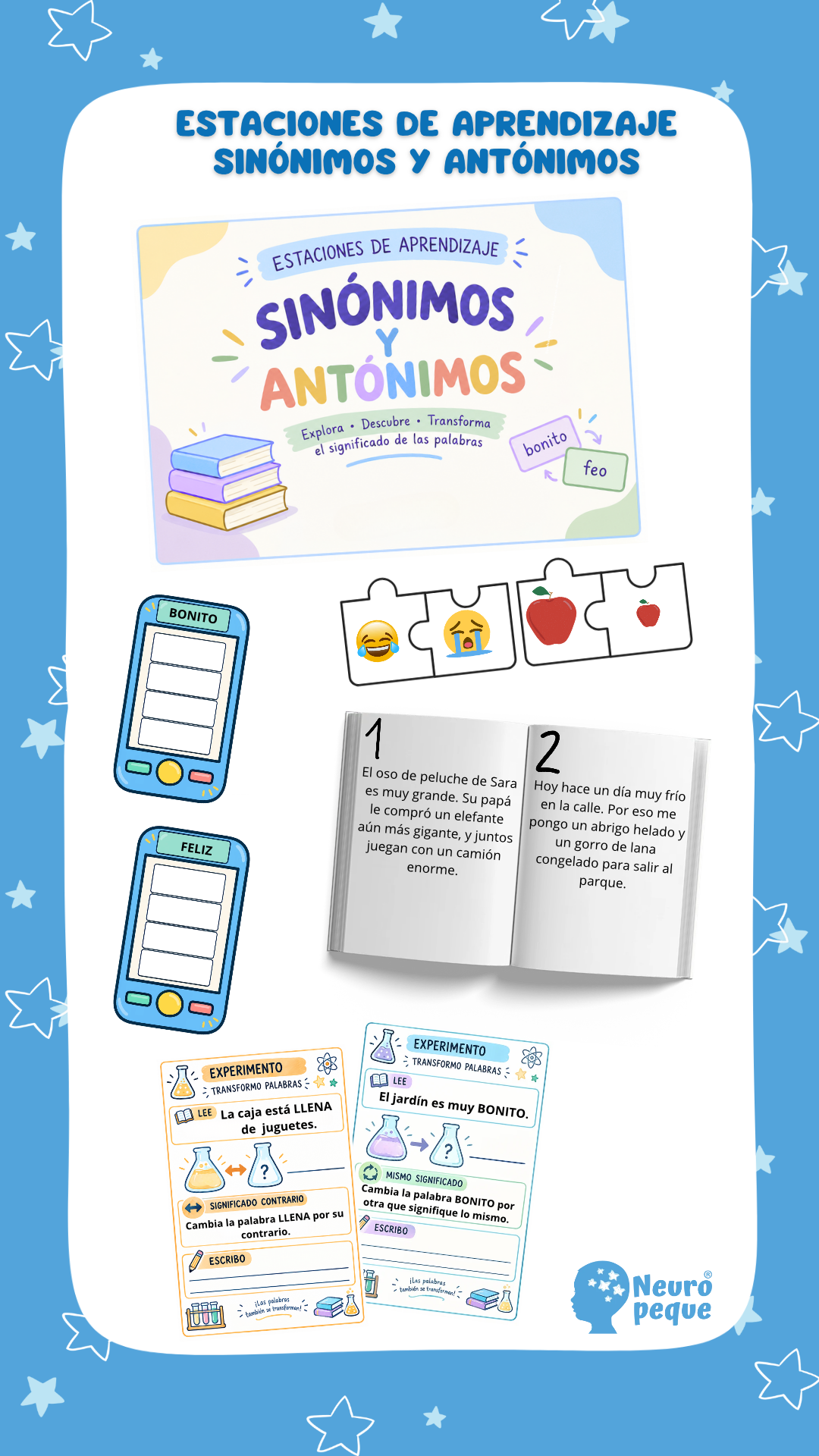 ESTACIONES APRENDIZAJE SINÓNIMOS Y ANTÓNIMOS 1